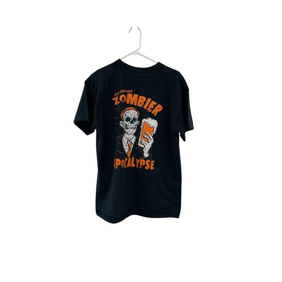 Gildan 2013 Old Chicago Apocalypse T-Shirt Unisex L Used Black Orange Halloween - Picture 2 of 14